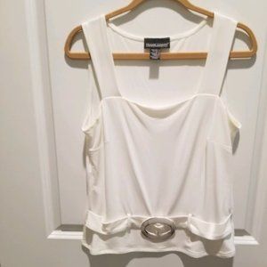 Frank Lyman Design Creme Tank with Accented Belt
